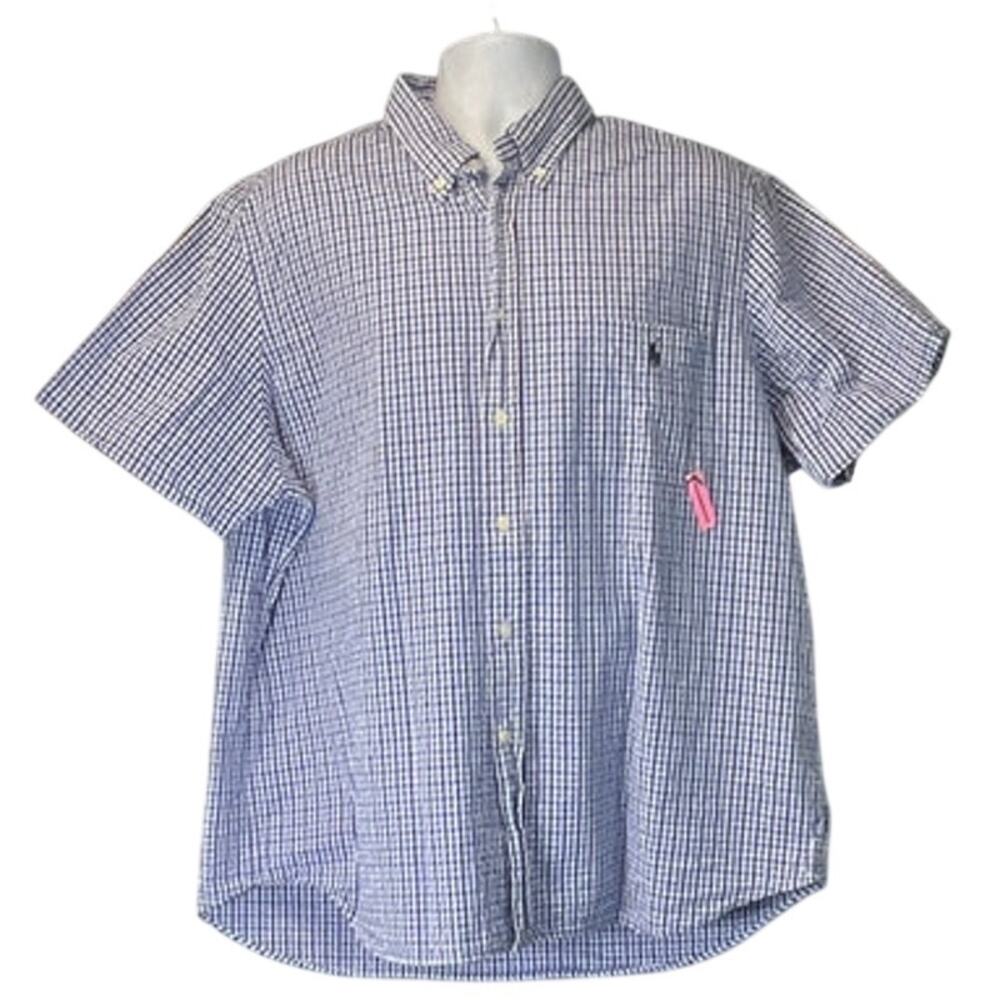 Ralph Lauren Mens XX Blue Button Down Seersucker Office Wear/CareerPreppy